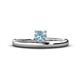 1 - Celeste Bold 5.00 mm Round Aquamarine Solitaire Asymmetrical Stackable Ring 