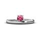 1 - Celeste Bold 5.00 mm Round Pink Tourmaline Solitaire Asymmetrical Stackable Ring 