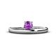 1 - Celeste Bold 5.00 mm Round Amethyst Solitaire Asymmetrical Stackable Ring 