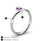 4 - Celeste Bold 5.00 mm Round Amethyst Solitaire Asymmetrical Stackable Ring 
