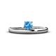 1 - Celeste Bold 5.00 mm Round Blue Topaz Solitaire Asymmetrical Stackable Ring 