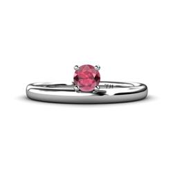 Celeste Bold Round Rhodolite Garnet Solitaire Asymmetrical Stackable Ring Round Rhodolite Garnet ct Womens Solitaire Asymmetrical Stackable Ring Sterling Silver