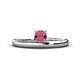 1 - Celeste Bold 5.00 mm Round Rhodolite Garnet Solitaire Asymmetrical Stackable Ring 