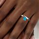 6 - Celeste Bold 5.00 mm Round Turquoise Solitaire Asymmetrical Stackable Ring 