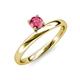 3 - Celeste Bold 5.00 mm Round Pink Tourmaline Solitaire Asymmetrical Stackable Ring 