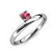 4 - Celeste Bold 5.00 mm Round Rhodolite Garnet Solitaire Asymmetrical Stackable Ring 