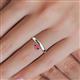 6 - Celeste Bold 5.00 mm Round Rhodolite Garnet Solitaire Asymmetrical Stackable Ring 