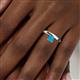 7 - Celeste Bold 5.00 mm Round Turquoise Solitaire Asymmetrical Stackable Ring 