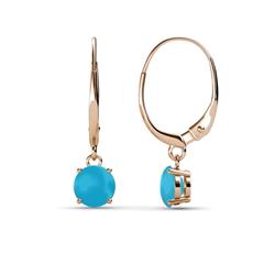 Grania Turquoise Solitaire Dangling Earrings Turquoise ctw Four Prong Womens Solitaire Drop and Dangle Earrings K Rose Gold