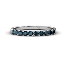 Emlynn Blue Diamond Stone Wedding Band French Set Blue Diamond Stone Womens Wedding Band Stackable ctw Sterling Silver