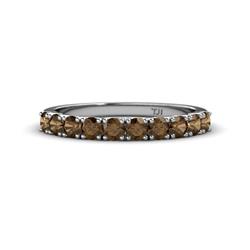 Emlynn Smoky Quartz Stone Wedding Band French Set Smoky Quartz Stone Womens Wedding Band Stackable ctw K White Gold