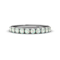 Emlynn Opal Stone Wedding Band French Set Opal Stone Womens Wedding Band Stackable ctw K White Gold