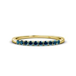 Emlynn Blue Diamond Stone Wedding Band French Set Blue Diamond Stone Womens Wedding Band Stackable ctw K Yellow Gold