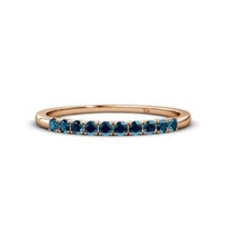 Emlynn Blue Diamond Stone Wedding Band French Set Blue Diamond Stone Womens Wedding Band Stackable ctw K Rose Gold