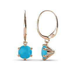 Calla Turquoise Solitaire Dangling Earrings Turquoise ctw Six Prong Womens Solitaire Drop and Dangle Earrings K Rose Gold