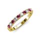 3 - Emlynn 3.00 mm Rhodolite Garnet and Diamond 10 Stone Wedding Band 