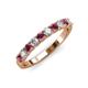 3 - Emlynn 3.00 mm Rhodolite Garnet and Lab Grown Diamond 10 Stone Wedding Band 