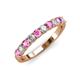 3 - Emlynn 3.00 mm Pink Sapphire and Lab Grown Diamond 10 Stone Wedding Band 