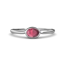 Aviva Classic Oval Cut Rhodolite Garnet East West Solitaire Engagement Ring Oval Cut x Rhodolite Garnet ct Womens East West Solitaire Engagement Ring Sterling Silver