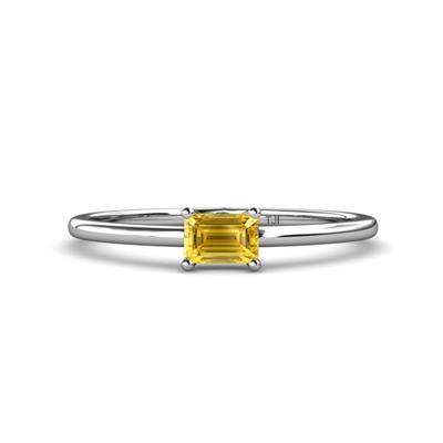 Norina Classic Emerald Cut x Yellow Sapphire East West Solitaire Engagement Ring