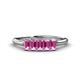 1 - Noura 5x3 mm Emerald Cut Pink Sapphire 5 Stone Wedding Band 