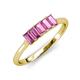 3 - Noura 5x3 mm Emerald Cut Pink Sapphire 5 Stone Wedding Band 