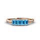 1 - Noura 5x3 mm Emerald Cut Blue Topaz 5 Stone Wedding Band 