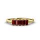 1 - Noura 5x3 mm Emerald Cut Red Garnet 5 Stone Wedding Band 