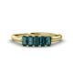 1 - Noura 5x3 mm Emerald Cut London Blue Topaz 5 Stone Wedding Band 