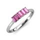 3 - Noura 5x3 mm Emerald Cut Pink Sapphire 5 Stone Wedding Band 