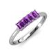 3 - Noura 5x3 mm Emerald Cut Amethyst 5 Stone Wedding Band 