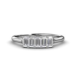 Noura x Emerald Cut White Sapphire Stone Wedding Band Emerald Cut x White Sapphire ctw Stone Womens Wedding Band Stackable Sterling Silver