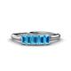 1 - Noura 5x3 mm Emerald Cut Blue Topaz 5 Stone Wedding Band 