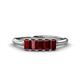 1 - Noura 5x3 mm Emerald Cut Red Garnet 5 Stone Wedding Band 