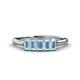 1 - Noura 5x3 mm Emerald Cut Aquamarine 5 Stone Wedding Band 