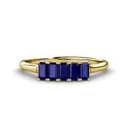 Noura x Emerald Cut Blue Sapphire Stone Wedding Band Emerald Cut x Blue Sapphire ctw Stone Womens Wedding Band Stackable K Yellow Gold