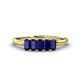 1 - Noura 5x3 mm Emerald Cut Blue Sapphire 5 Stone Wedding Band 