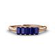 1 - Noura 5x3 mm Emerald Cut Blue Sapphire 5 Stone Wedding Band 