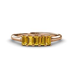 Noura x Emerald Cut Citrine Stone Wedding Band Emerald Cut x Citrine ctw Stone Womens Wedding Band Stackable K Rose Gold