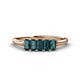 1 - Noura 5x3 mm Emerald Cut London Blue Topaz 5 Stone Wedding Band 