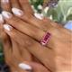 5 - Noura 5x3 mm Emerald Cut Pink Tourmaline 5 Stone Wedding Band 