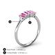 4 - Noura 5x3 mm Emerald Cut Pink Sapphire 5 Stone Wedding Band 