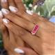 5 - Noura 5x3 mm Emerald Cut Rhodolite Garnet 5 Stone Wedding Band 