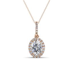 Esha x Oval Cut and Round Diamond Halo Pendant Necklace Oval Cut x and Round Diamond ctw Womens Halo Pendant Necklace K Rose GoldIncluded Inches K Rose Gold Chain