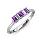 3 - Noura 5x3 mm Emerald Cut Amethyst and Diamond 5 Stone Wedding Band 