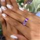 5 - Noura 5x3 mm Emerald Cut Amethyst and Diamond 5 Stone Wedding Band 