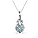 1 - Caron 6.50 mm Round Aquamarine Solitaire Love Knot Pendant Necklace 