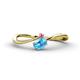 1 - Lucie Bold Oval Cut Blue Topaz and Round Pink Sapphire 2 Stone Promise Ring 