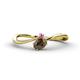 1 - Lucie Bold Oval Cut Smoky Quartz and Round Pink Sapphire 2 Stone Promise Ring 