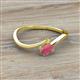 2 - Lucie Bold Oval Cut Rhodolite Garnet and Round Yellow Sapphire 2 Stone Promise Ring 